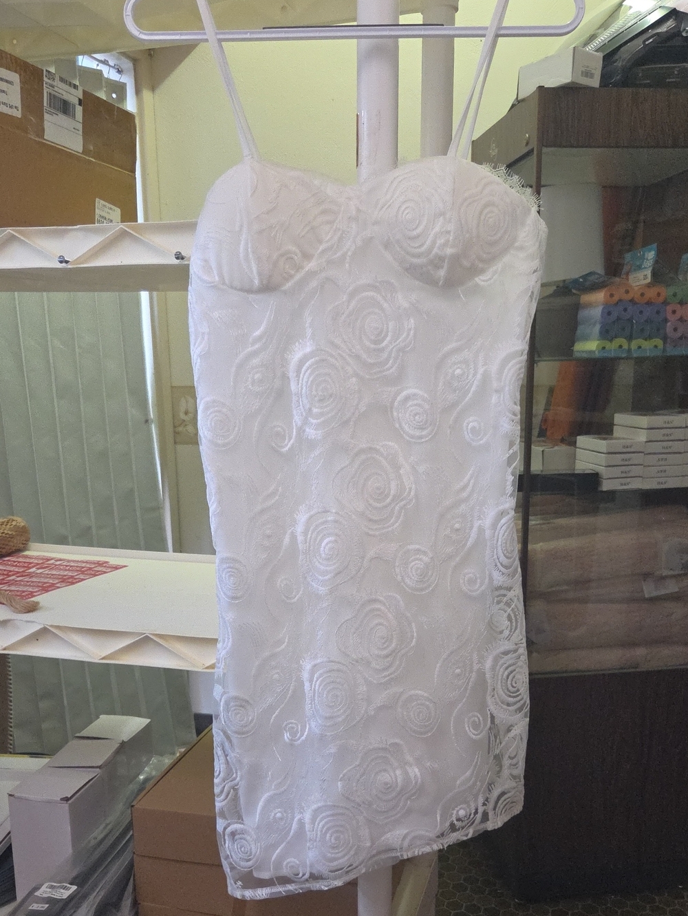 White Spaghetti-Strap Lace Dress